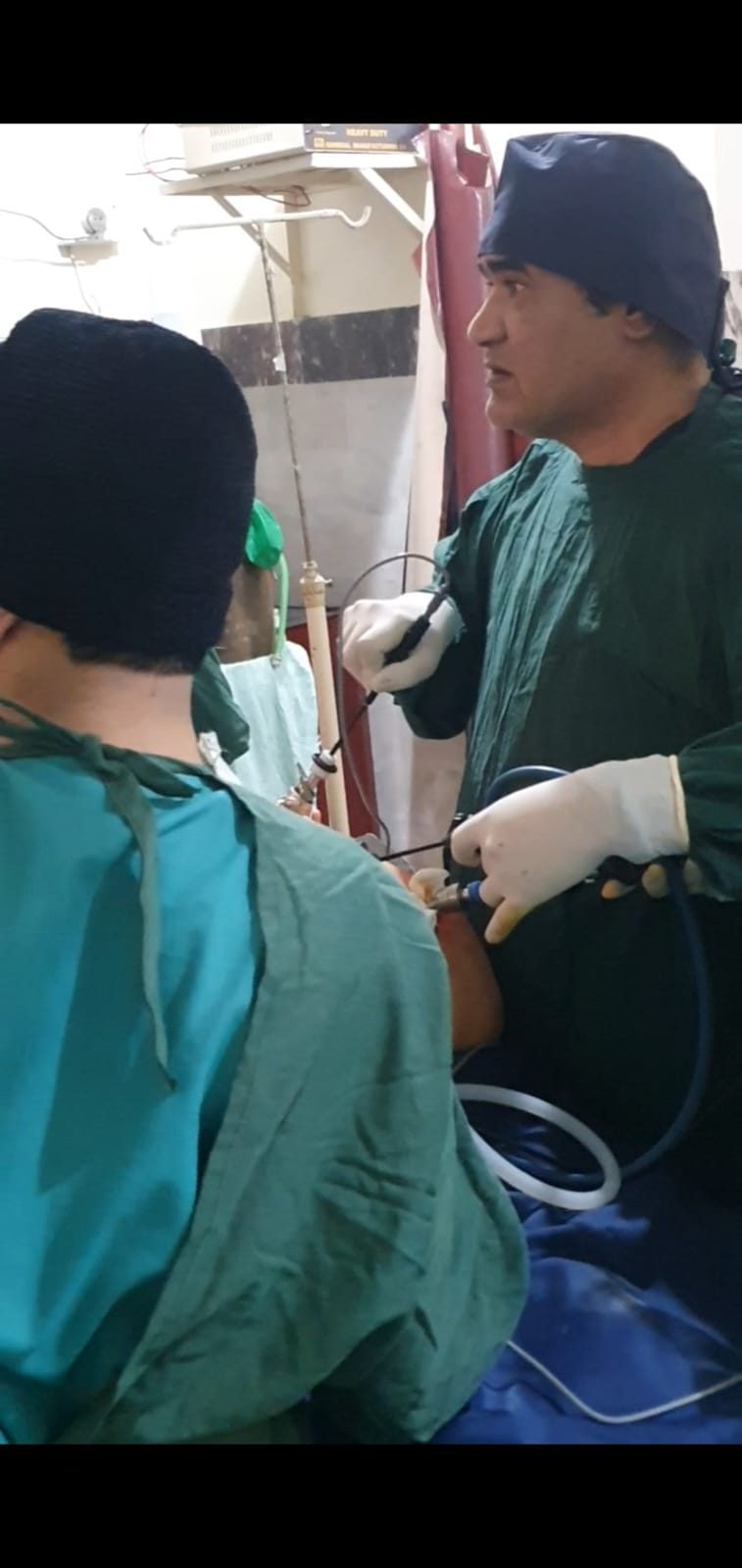 Dr Bilal's surgical team performing a laparoscopic procedure in the operating theatre